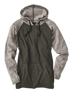 Burnside 8127 - Camiseta de raglán con capucha teñida en hilo