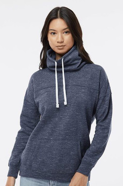 J. America 8673 - Women’s Mélange Fleece Cowl Neck Sweatshirt