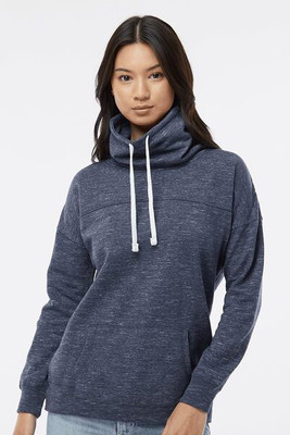 J. America 8673 - Women’s Mélange Fleece Cowl Neck Sweatshirt