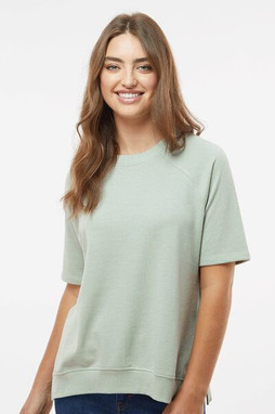 MV Sport W23711 - Womens French Terry Short Sleeve Crewneck Pullover