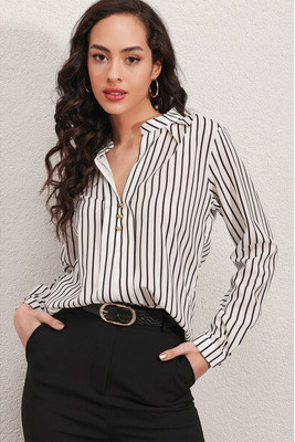 MT Clothes - Camicia a righe in raso