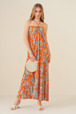MT Clothes P-ROB_BRET - Strapless dress with patterns