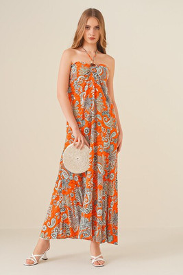 MT Clothes - Strapless dress with patterns