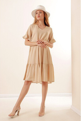 MT Clothes - V-neck polka dot dress