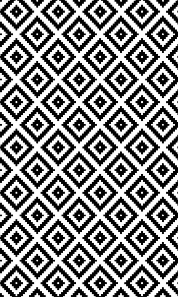 Mani Textile TPS_BLWH_00 - Sort-hvidt gulvtæppe til stuen