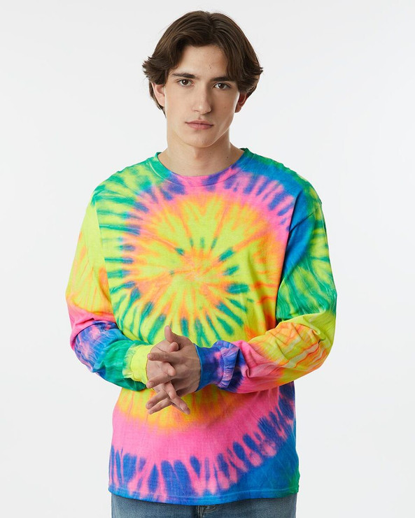 Dyenomite 240MS - Camiseta de manga larga teñida en espiral multicolor