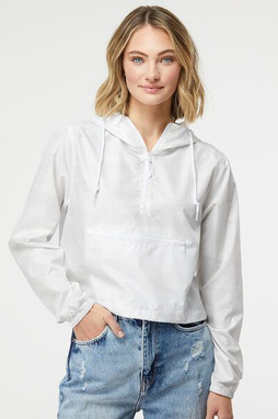 Independent Trading Co. EXP64CRP - Womens Lightweight Quarter-Zip Pullover Crop Windbreaker