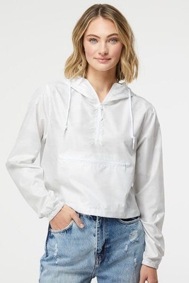 Independent Trading Co. EXP64CRP - Women's Lightweight Quarter-Zip Pullover Crop Windbreaker