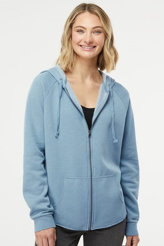 Independent Trading Co. PRM2500Z - Sudadera con capucha y cremallera completa California Wave Wash, mujer