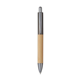 Henry Bamboo And Metal Ballpoint Pen In Case - Wahooprice 5648g
