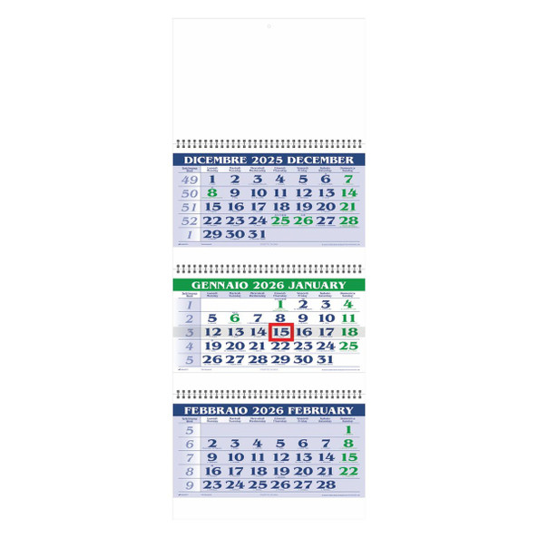 Triptych Calendar In Natural Paper. Quarterly 12 Sheets - Silan F004