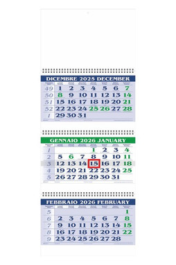 Silan F004 - F004 Trittico Calendar in Natural Paper. Quarterly 12 Sheets.