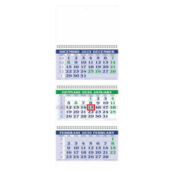 Silan F004 - F004 Triptych Calendar In Natural Paper. Quarterly 12 Sheets