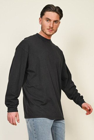 Casual Classics CRBTAC455 - Casual Ringspun Combed 180 Acid Wash Oversize Extended Neck Long Sleeve Tall T