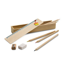 hi!dea 91756 - Wooden pencil box set with ruler