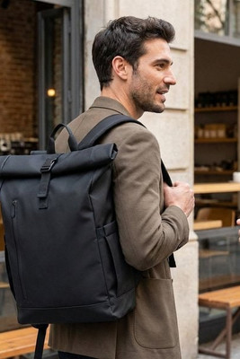 BANGKOK ROLL Rolltop laptop rucksack 600D - GiftRetail MO2643