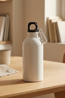 Bouteille d’eau Oregon de 400 ml en acier inoxydable recyclé à simple paroi certifié RCS avec mousqueton (impression par sublimation) - EgotierPro 100873