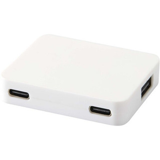 Gaia 4-port USB hub with USB-A and Type-C output and dual input - made from recycled plastic - EgotierPro 124449