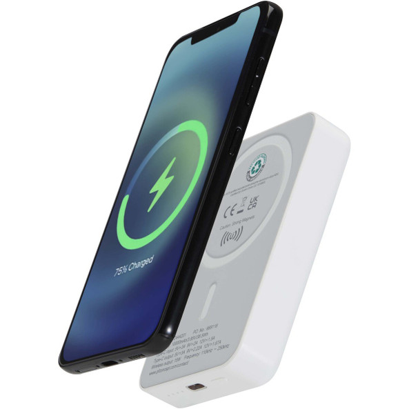 Acrab magnetische draadloze powerbank van 10.000 mAh 15 W met 20 W PD van gerecycled plastic - EgotierPro 124442