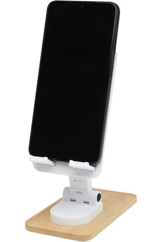 Alfirk recycled plastic foldeable desk phone stand with bamboo details - EgotierPro 124464