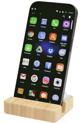 Algol recycled plastic phone stand and fidget toy with bamboo details - EgotierPro 124466