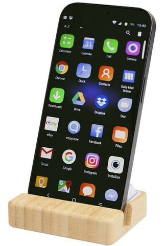 Algol telefoonstandaard en fidgetspeeltje van gerecycled plastic met bamboedetails - EgotierPro 124466