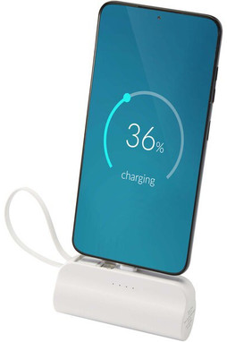 Alnair Type-C powerbank van 5000 mAh 10 W van gerecycled plastic met ingebouwde klapstandaard en 2 in 1 kabel - EgotierPro 124472
