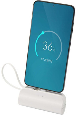 Alnair Type-C powerbank van 5000 mAh 10 W van gerecycled plastic met ingebouwde klapstandaard en 2 in 1 kabel - EgotierPro 124472