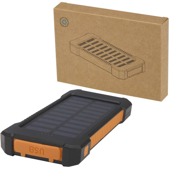 Altair robuuste powerbank op zonne-energie van 5000 mAh 10 W met ingebouwde zaklamp van gerecycled plastic - EgotierPro 124471