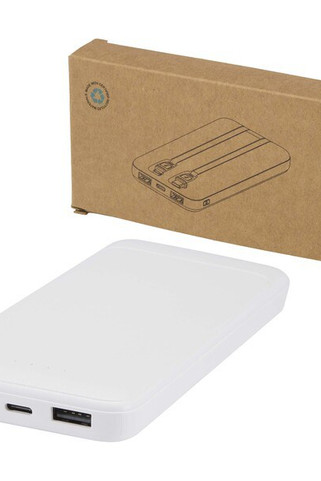 Adhil 10 000 mAh:n ja 10 W:n kierrätetystä muovista valmistettu varavirtalähde, jossa on kaksi sisäänrakennettua kaapelia - EgotierPro 124459