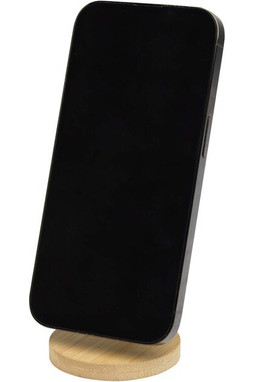 Alcor opvouwbare magnetische telefoonstandaard van gerecycled plastic met bamboedetails - EgotierPro 124463