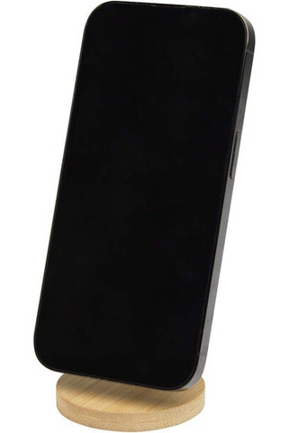 Alcor recycled plastic foldeable magnetic phone stand with bamboo details - EgotierPro 124463