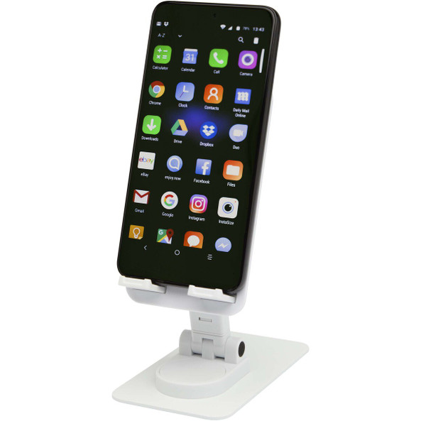 Alhena recycled plastic foldeable phone holder with metal desk stand - EgotierPro 124467