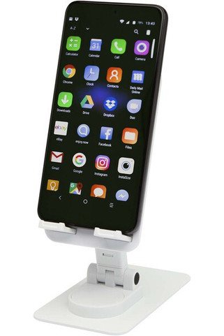 Alhena recycled plastic foldeable phone holder with metal desk stand - EgotierPro 124467