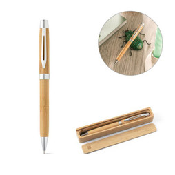 Egotier 91789 - Bamboo ballpoint pen with clip and twist mechanism