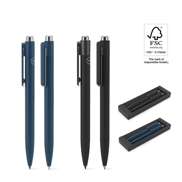 Egotier 91980 - Set consisting of a ballpoint and a inkless pen, both made of aluminium (94% recycled)