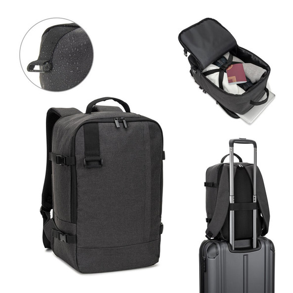 Egotier 92361 - Backpack developed to fulfil the dimensions required by airlines in high-density 600D recycled polyester