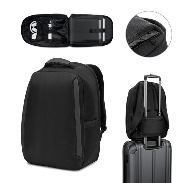 Egotier 92393 - Anti-theft backpack, in twill with water-repellent coating and high-density 600D recycled polyester, for 17'3" laptop