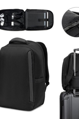 Egotier 92393 - Anti-theft backpack, in twill with water-repellent coating and high-density 600D recycled polyester, for 173" laptop