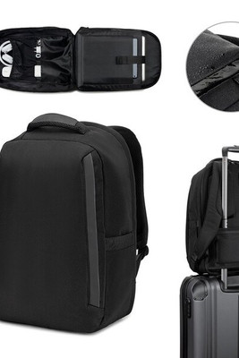 Egotier 92393 - Sac à dos antivol, en twill avec revêtement hydrofuge et polyester recyclé haute densité 600D, pour ordinateur portable de 17. 3"