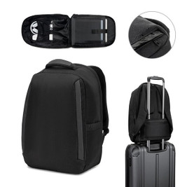 Egotier 92393 - Anti-theft backpack, in twill with water-repellent coating and high-density 600D recycled polyester, for 17'3" laptop