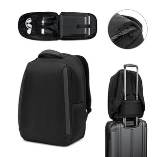 Anti-theft backpack, in twill with water-repellent coating and high-density 600D recycled polyester, for 173" laptop - Egotier 92393