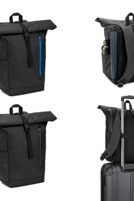 Egotier 92571 - Sac à dos à roulettes avec système de fermeture à glissière permettant de rouler la partie supérieure pour l'adapter au volume du sac à dos, fabriqué en polyester recyclé 600D