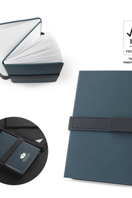 Egotier 93654 - A5 notepad in PU (50% recycled) with two blocks: lined pages and plain pages