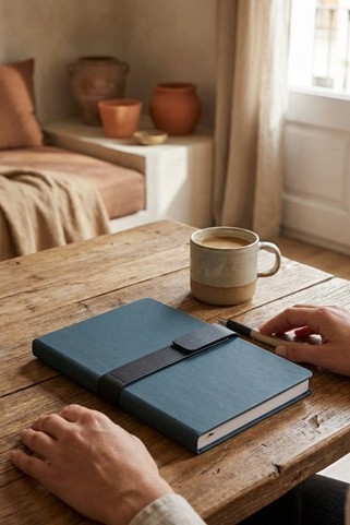 A5 anteckningsblock i PU (50 % återvunnet) med två block: linjerade sidor och släta sidor - Egotier 93654