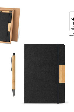 Egotier 93655 - Set consisting of a hardcover A5 notepad and a bamboo ballpoint