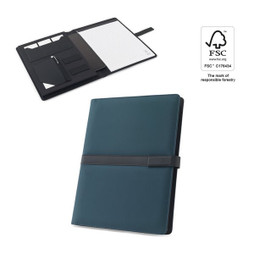 Egotier 93656 - A4 folder in PU (50% recycled) with magnetic closure and notepad with lined pages