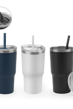Egotier 94372 - Gobelet de voyage compact en acier inoxydable (91% recyclé) avec double paroi isolée sous vide et finition mate 600 mL