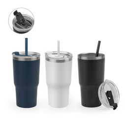 Egotier 94372 - Compact stainless steel travel cup (91% recycled) with vacuum insulated double wall and matt finish 600 mL