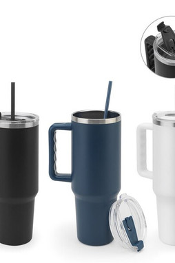 Egotier 94373 - Grand gobelet de voyage en acier inoxydable (91% recyclé) avec double paroi isolée sous vide et finition mate 1300 mL